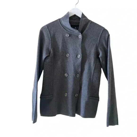 Kenneth Cole Cotton  Blend Military Buttons Gray Warm Cozy Women’s Sweater SZ PM - Picture 1 of 10